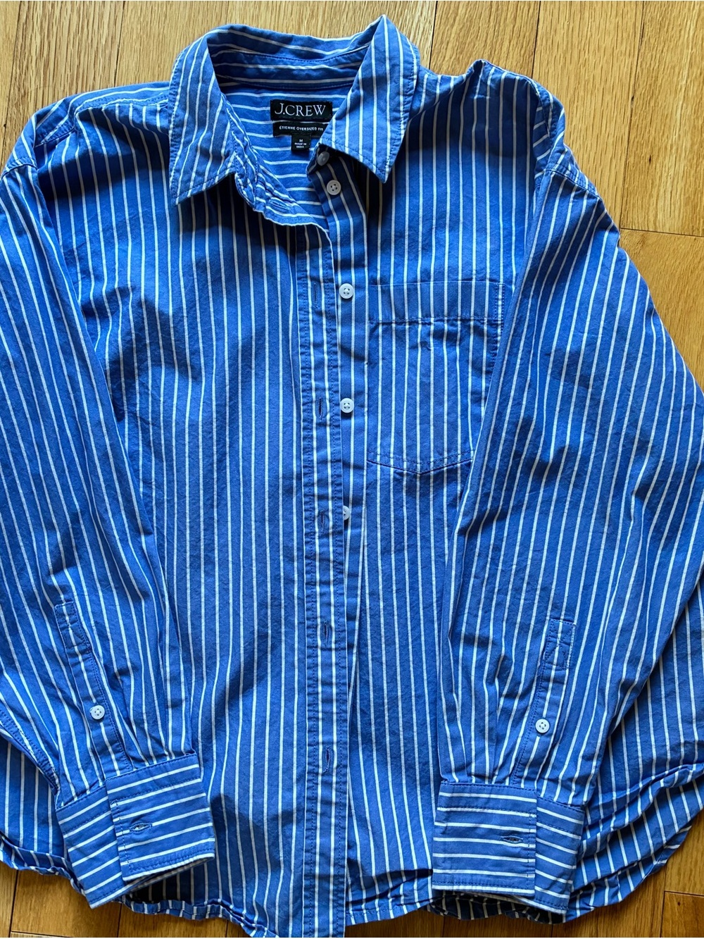 J. Crew Blue and White Vertical Stripe Button-Down Shirt